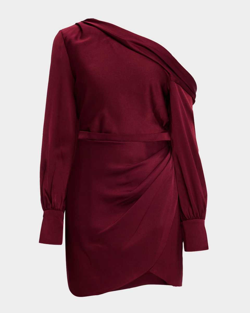 Cameron Draped Satin One-Shoulder Mini Dress